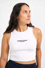 Load image into Gallery viewer, White Racerback Original Cropped Tank Top