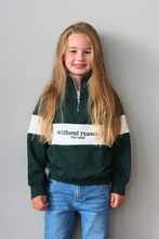Load image into Gallery viewer, Forest Green Kids Quarter Zip Jumper