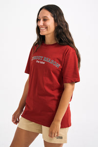 Cherry Red Slim Fit College Tee