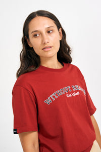 Cherry Red Slim Fit College Tee