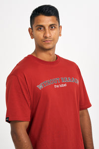 Cherry Red Slim Fit College Tee