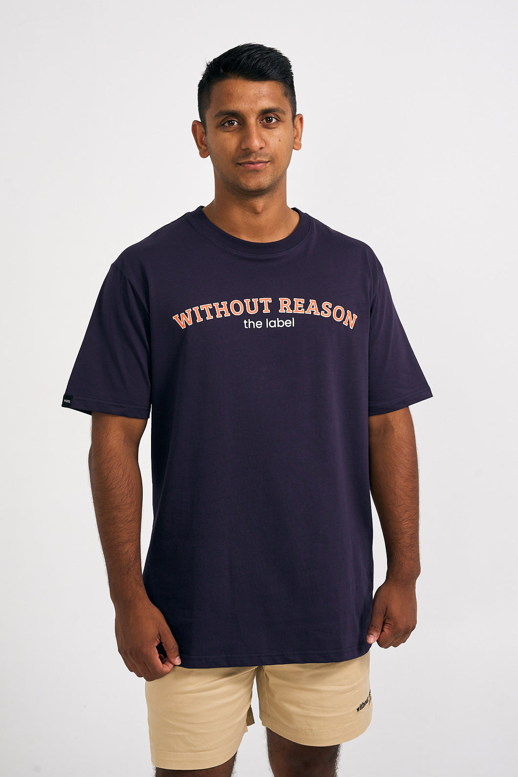 Navy Blue Slim Fit College Tee