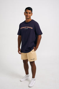 Navy Blue Slim Fit College Tee