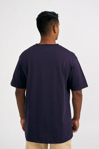 Navy Blue Slim Fit College Tee