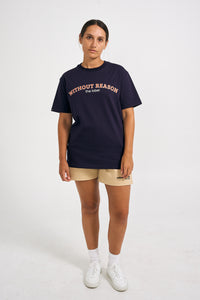 Navy Blue Slim Fit College Tee