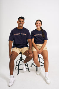 Navy Blue Slim Fit College Tee